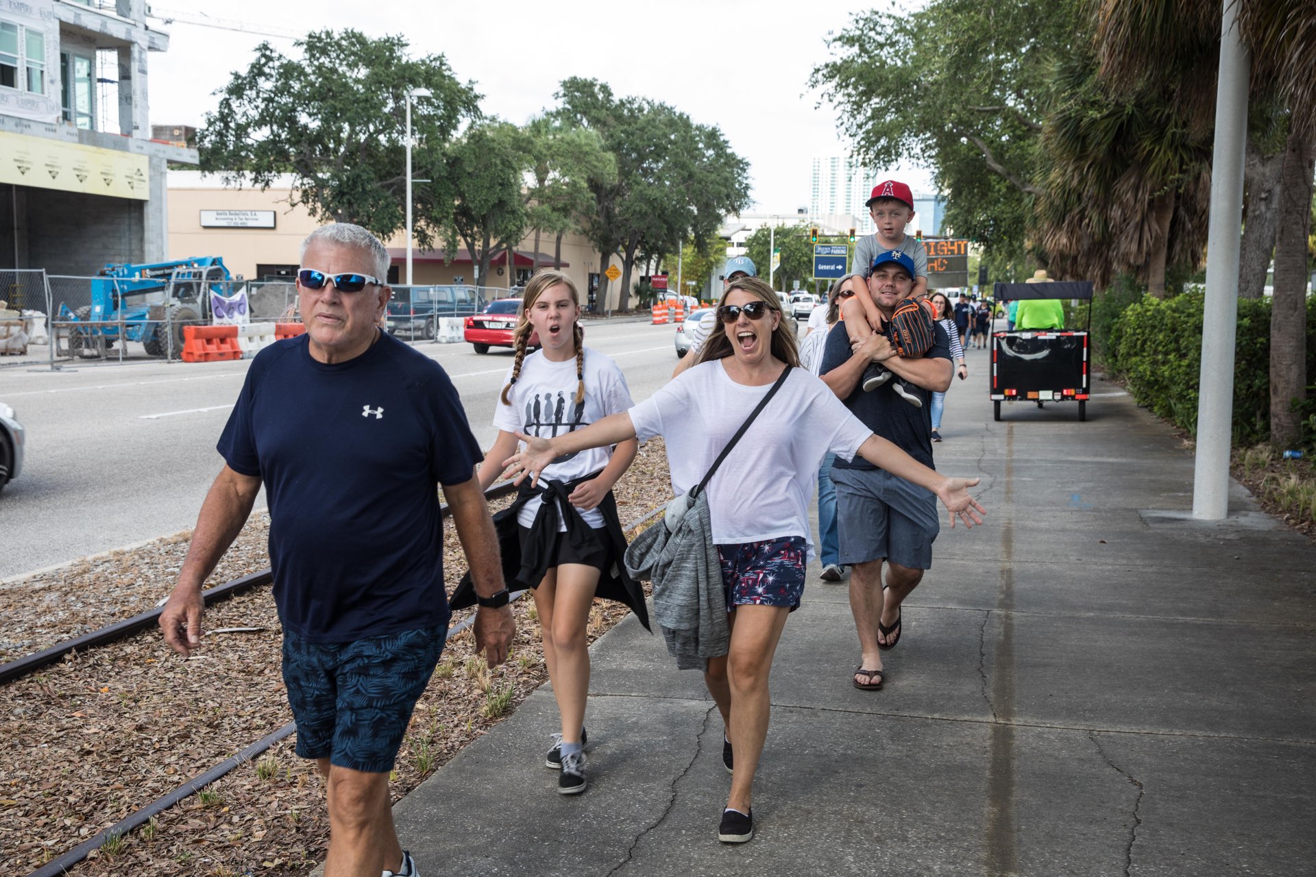 Walking to the stadium