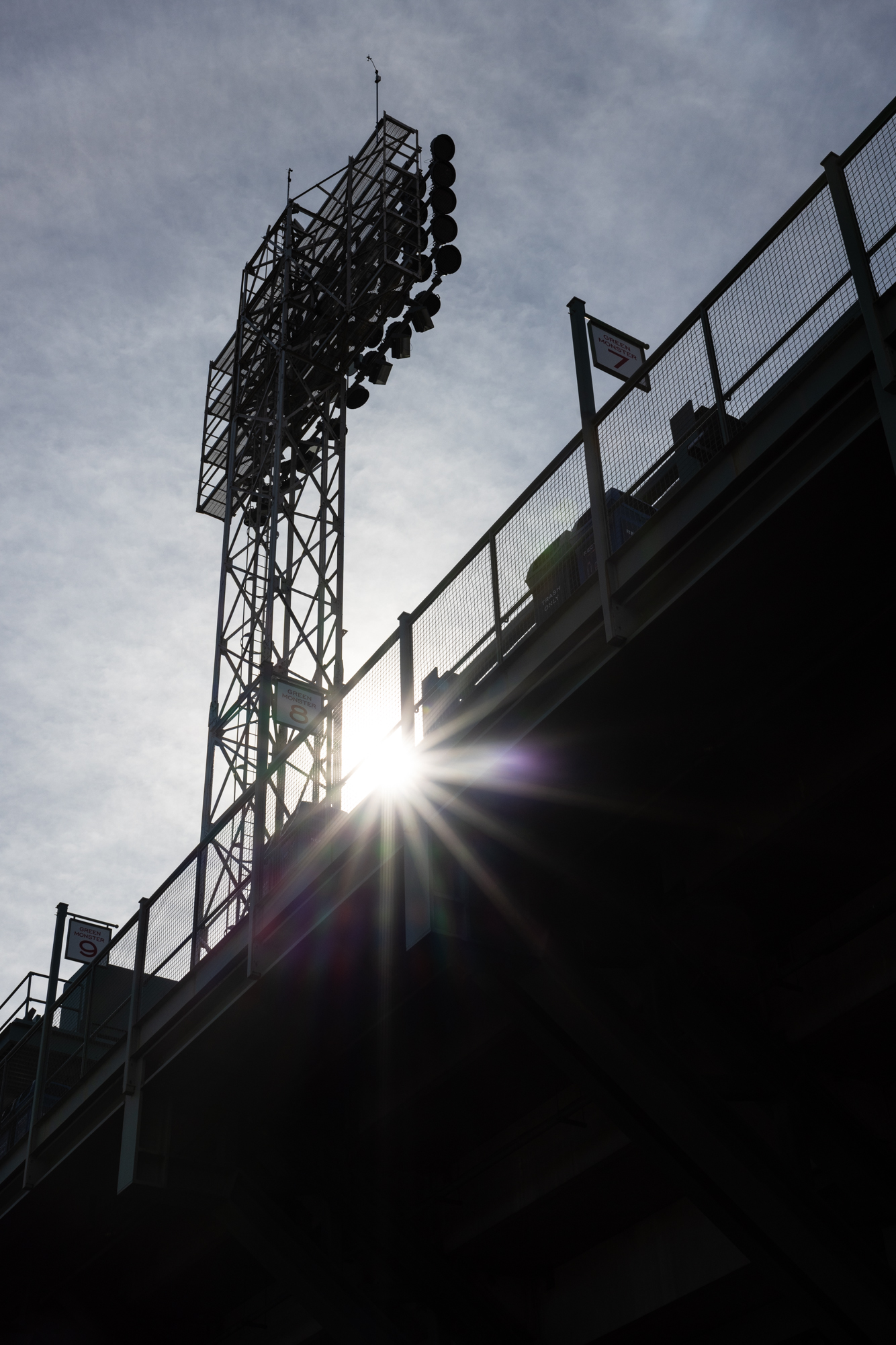 Sun over the Green Monster from outside the park