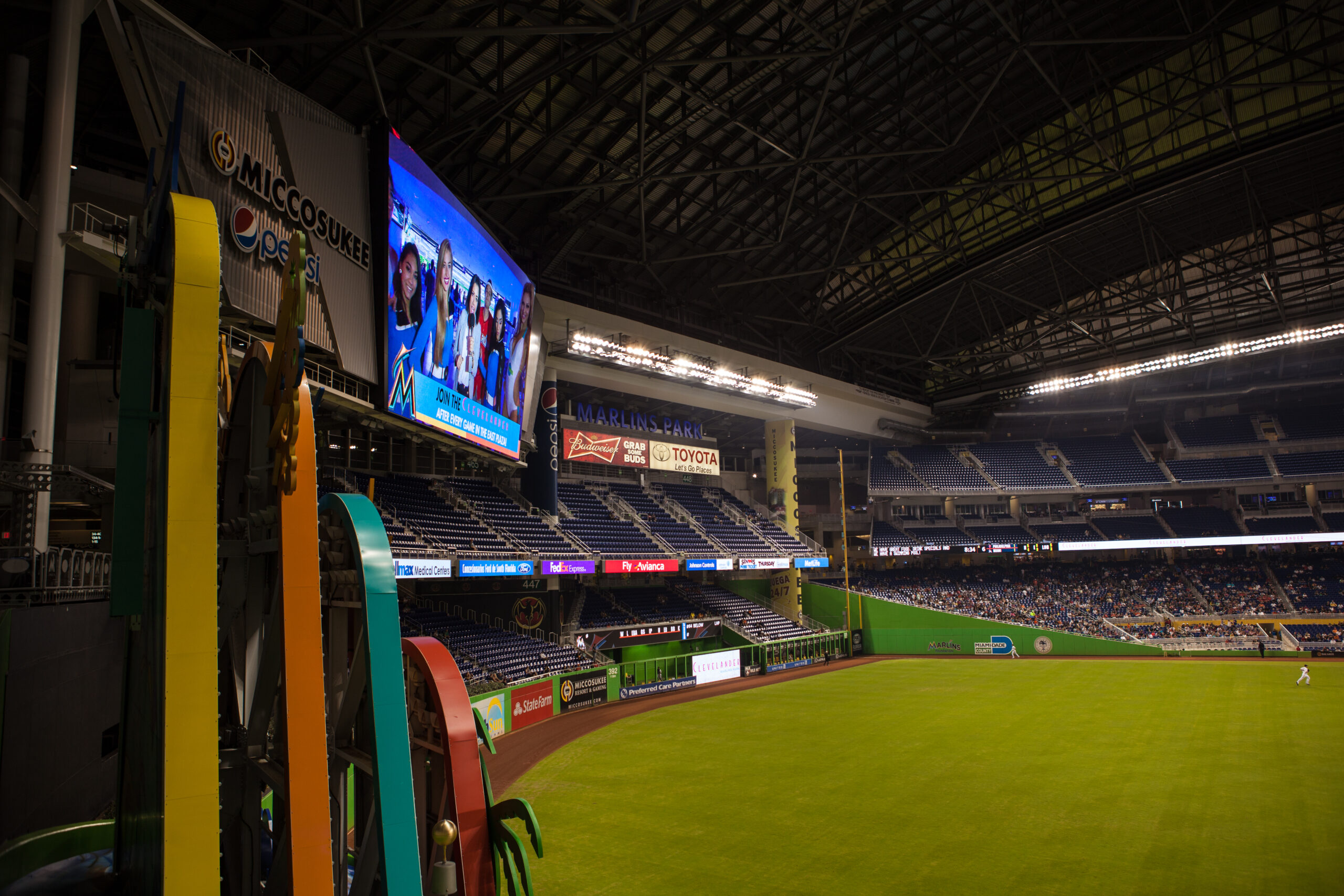 From the Outfield behind the fountain